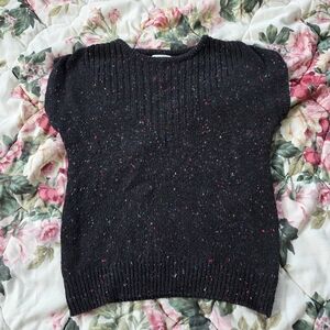 Vintage Black Silk Angora Sweater Vest M Speckled 90s